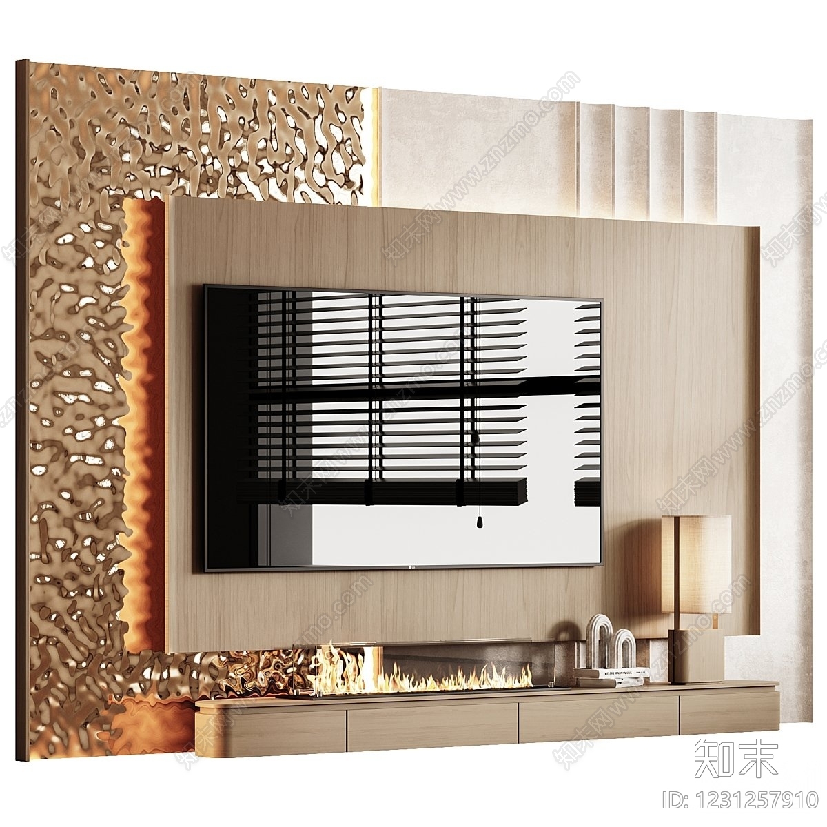 轻奢电视背景墙3D模型下载【ID:1231257910】