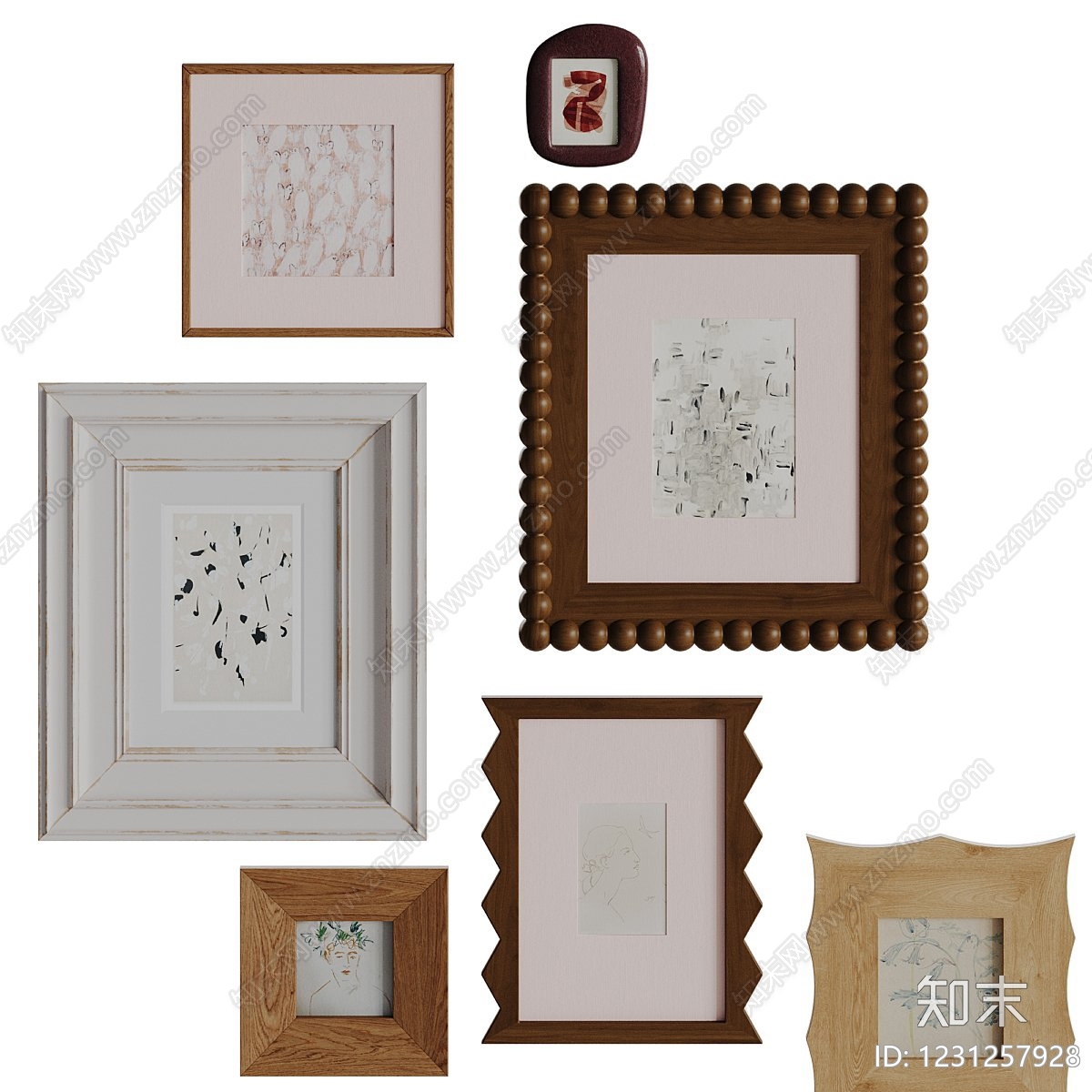 中古风抽象挂画3D模型下载【ID:1231257928】