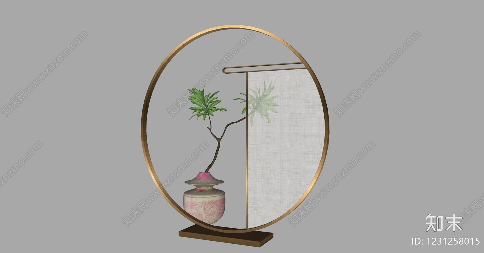 新中式绿植摆件SU模型下载【ID:1231258015】