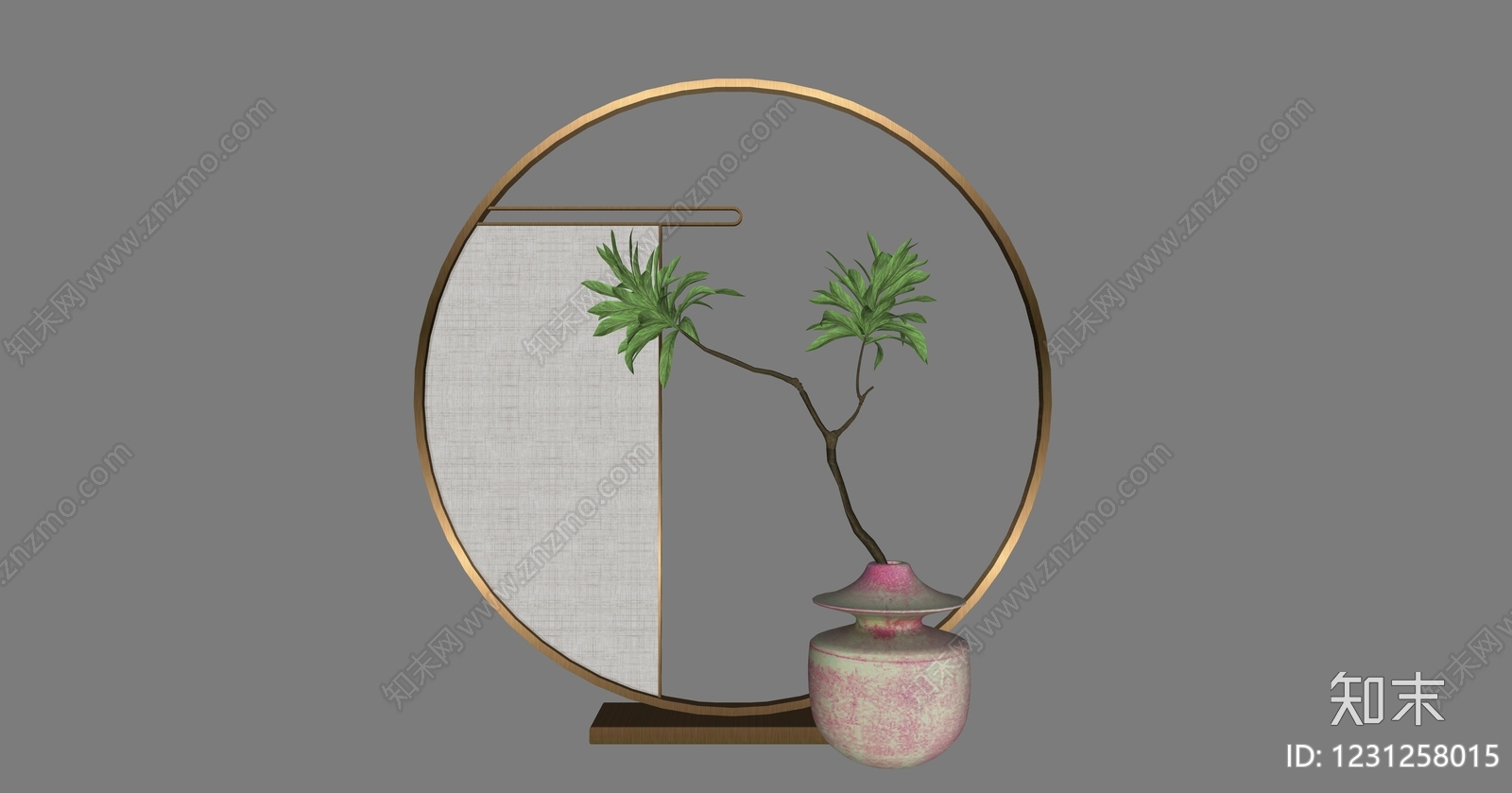 新中式绿植摆件SU模型下载【ID:1231258015】