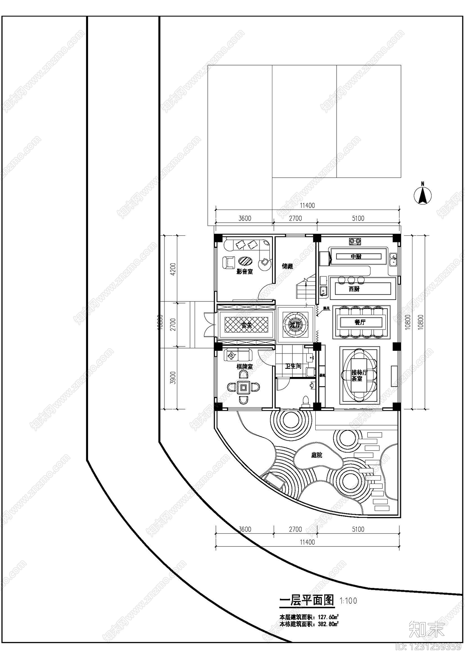 别墅建筑cad施工图下载【ID:1231259359】