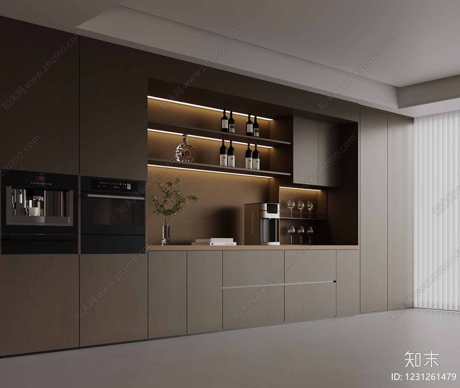 意式极简酒柜3D模型下载【ID:1231261479】