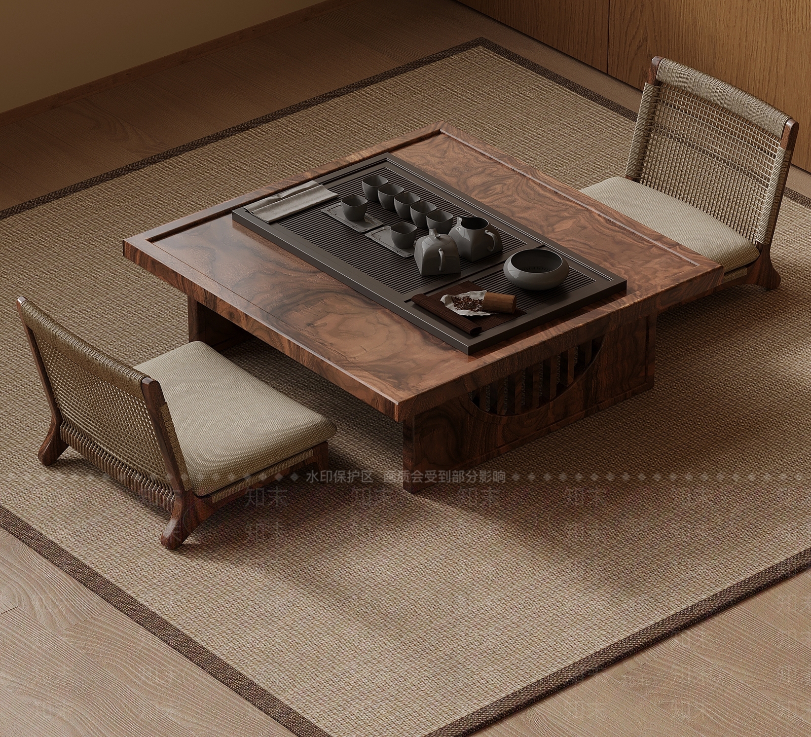 新中式茶桌椅3D模型下载【ID:1231261982】