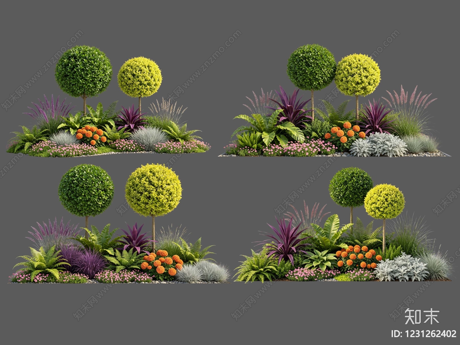 现代主义花境SU模型下载【ID:1231262402】