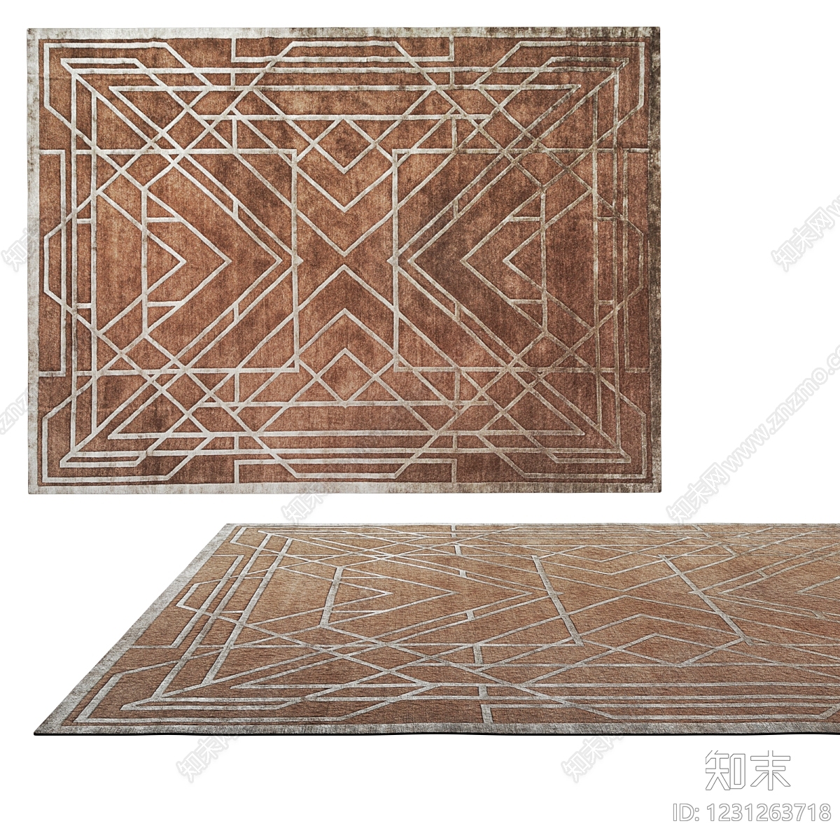 轻奢毛绒地毯3D模型下载【ID:1231263718】