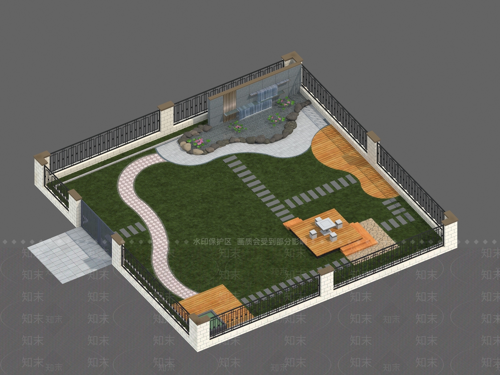现代主义庭院3D模型下载【ID:1231264282】