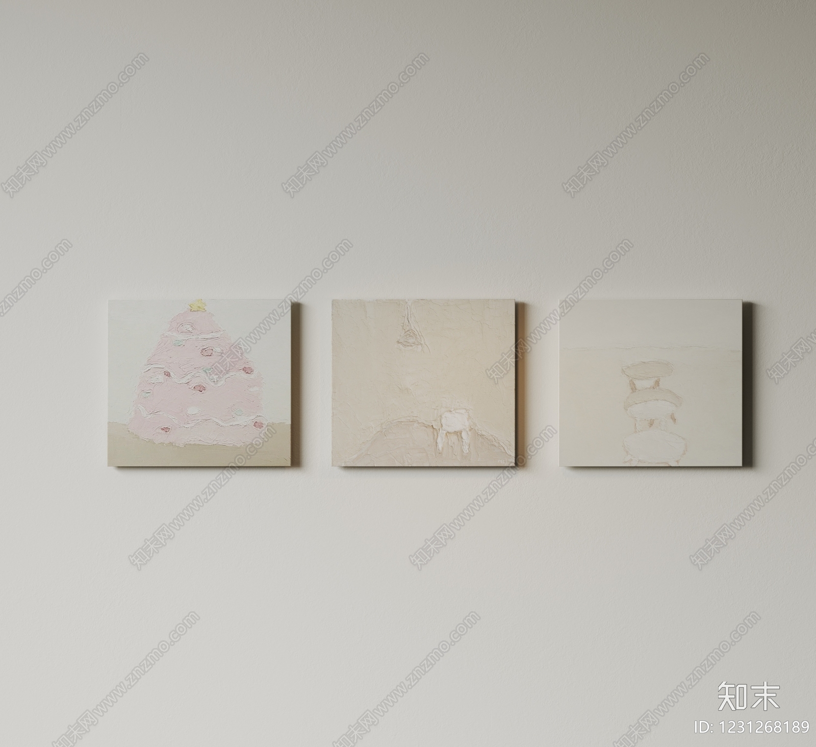 奶油风挂画组合SU模型下载【ID:1231268189】