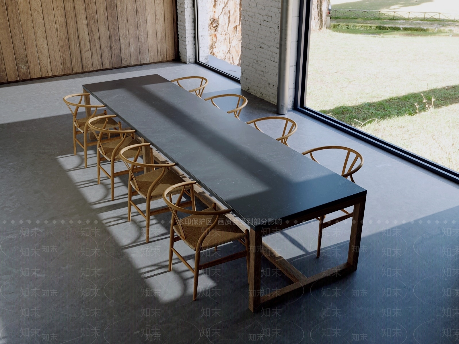 北欧餐桌椅3D模型渲染效果图