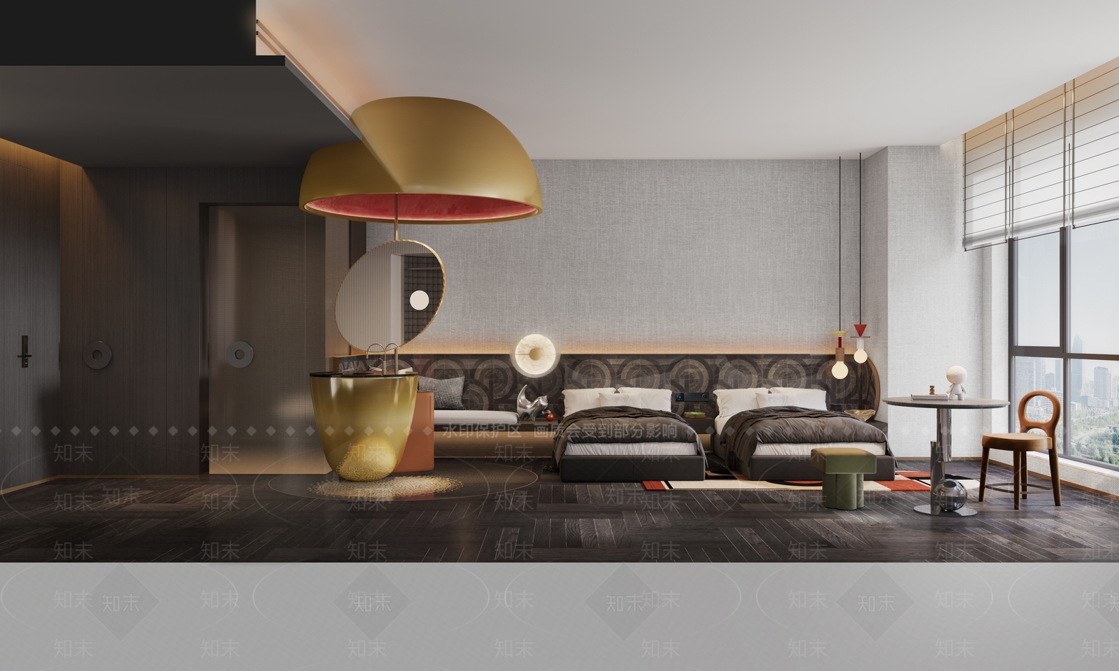 轻奢酒店客房SU模型下载【ID:1231270554】