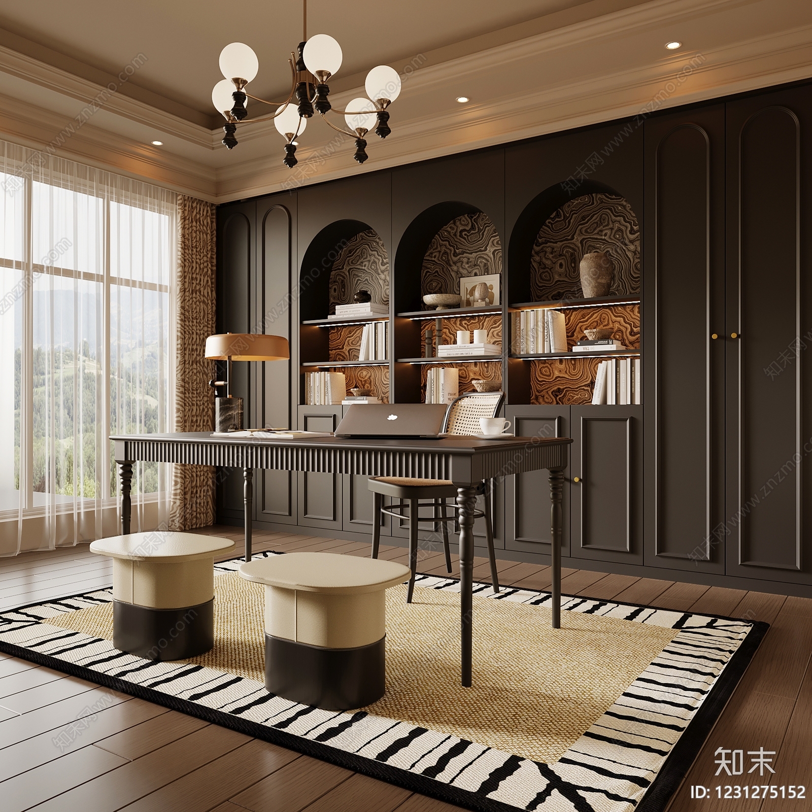 中古风书房3D模型下载【ID:1231275152】