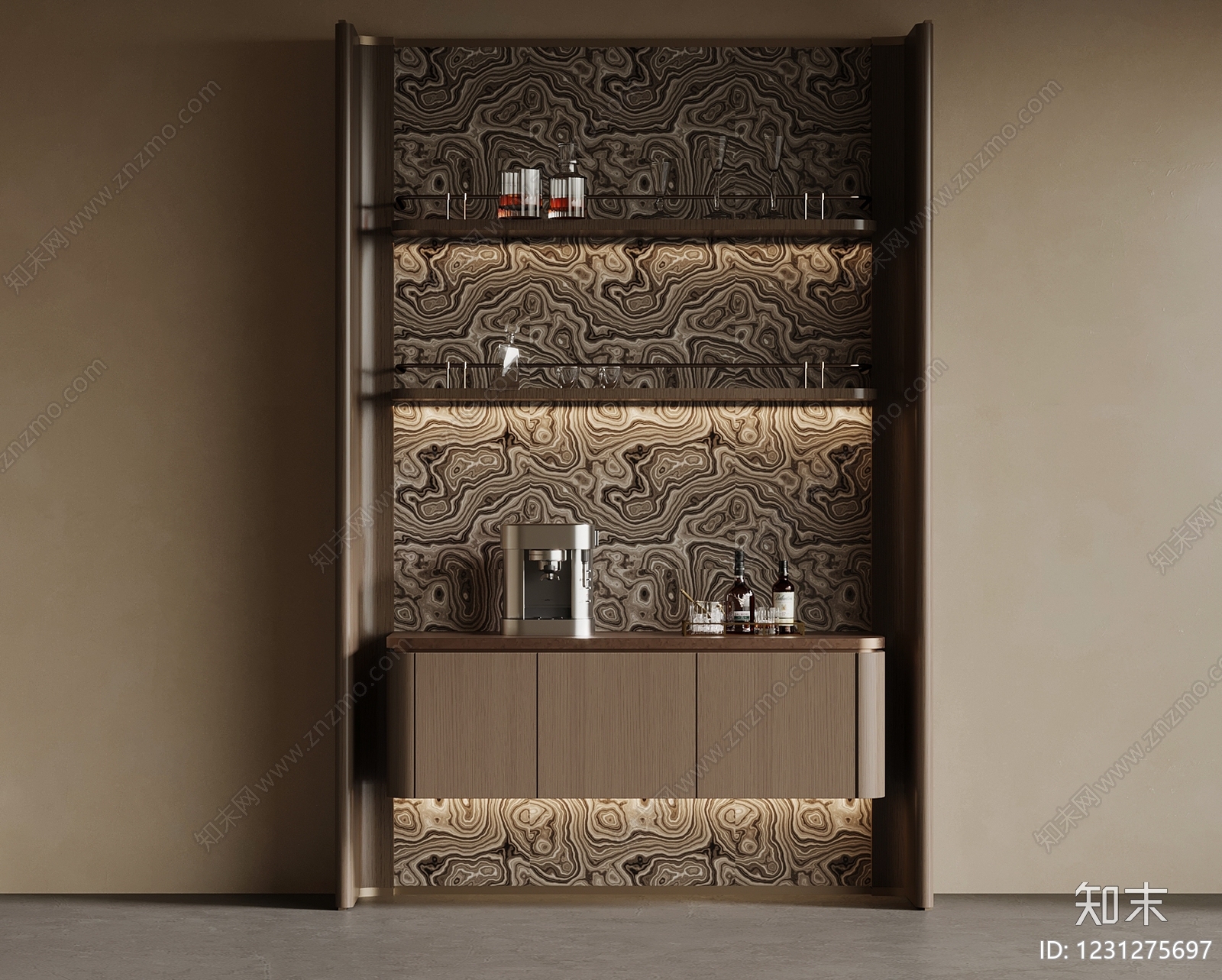 意式极简酒柜3D模型下载【ID:1231275697】