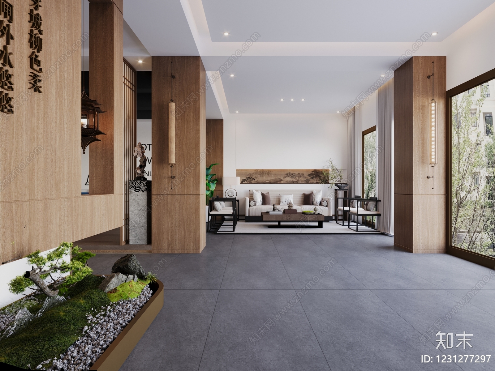 新中式走廊3D模型下载【ID:1231277297】