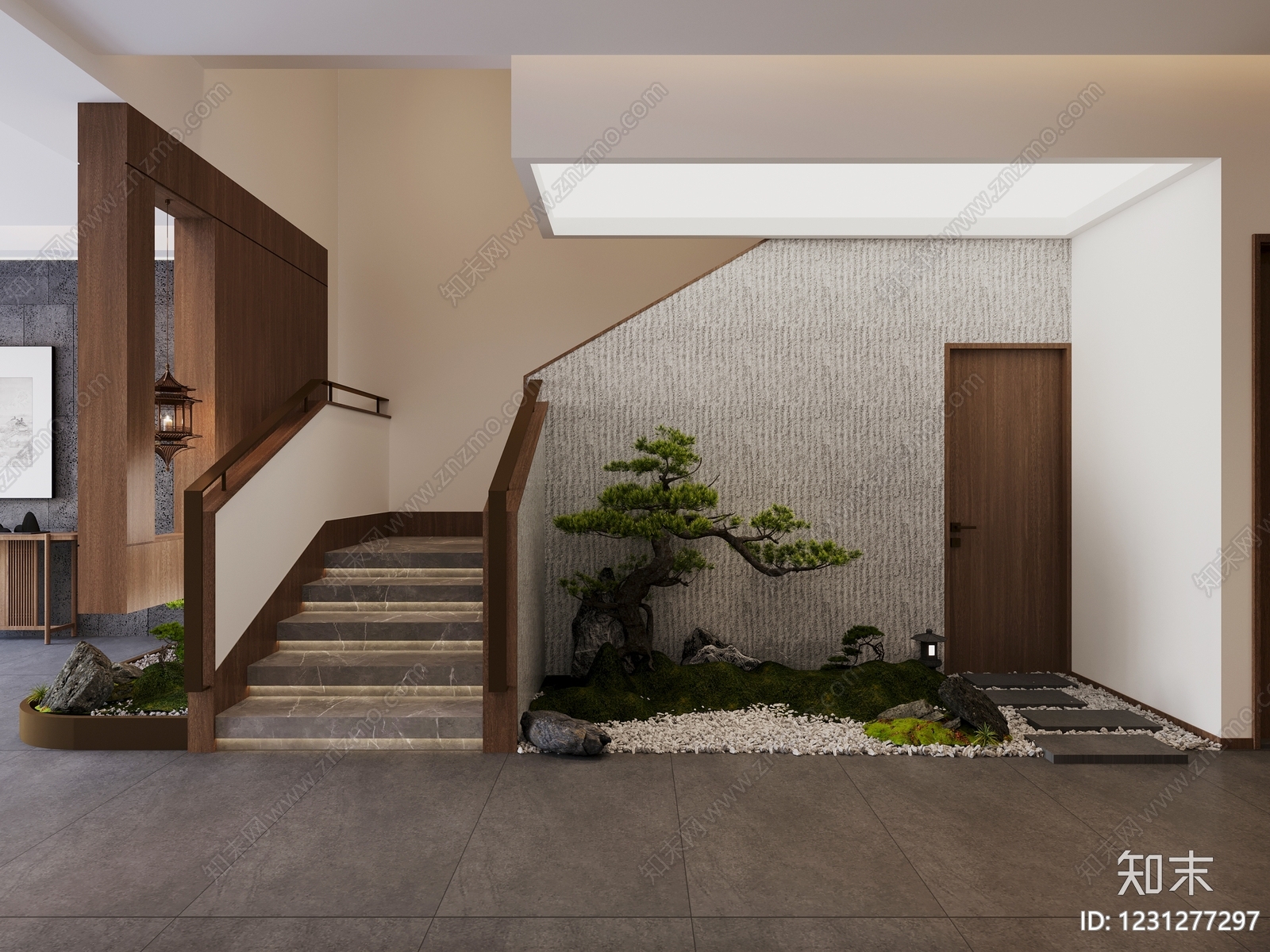 新中式走廊3D模型下载【ID:1231277297】
