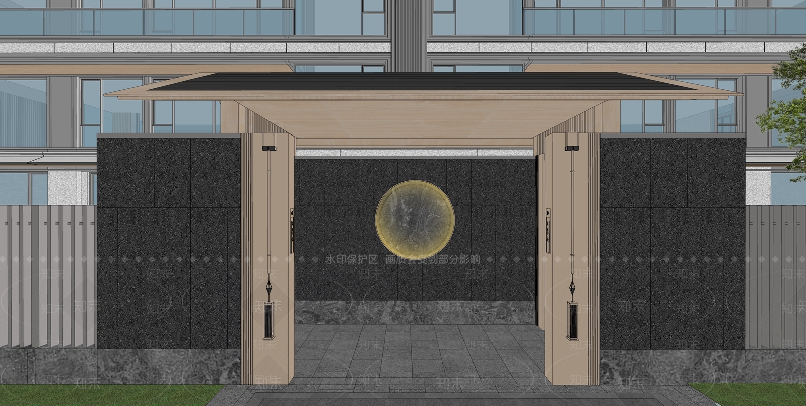 新中式景观小区景观SU模型下载【ID:1231278857】