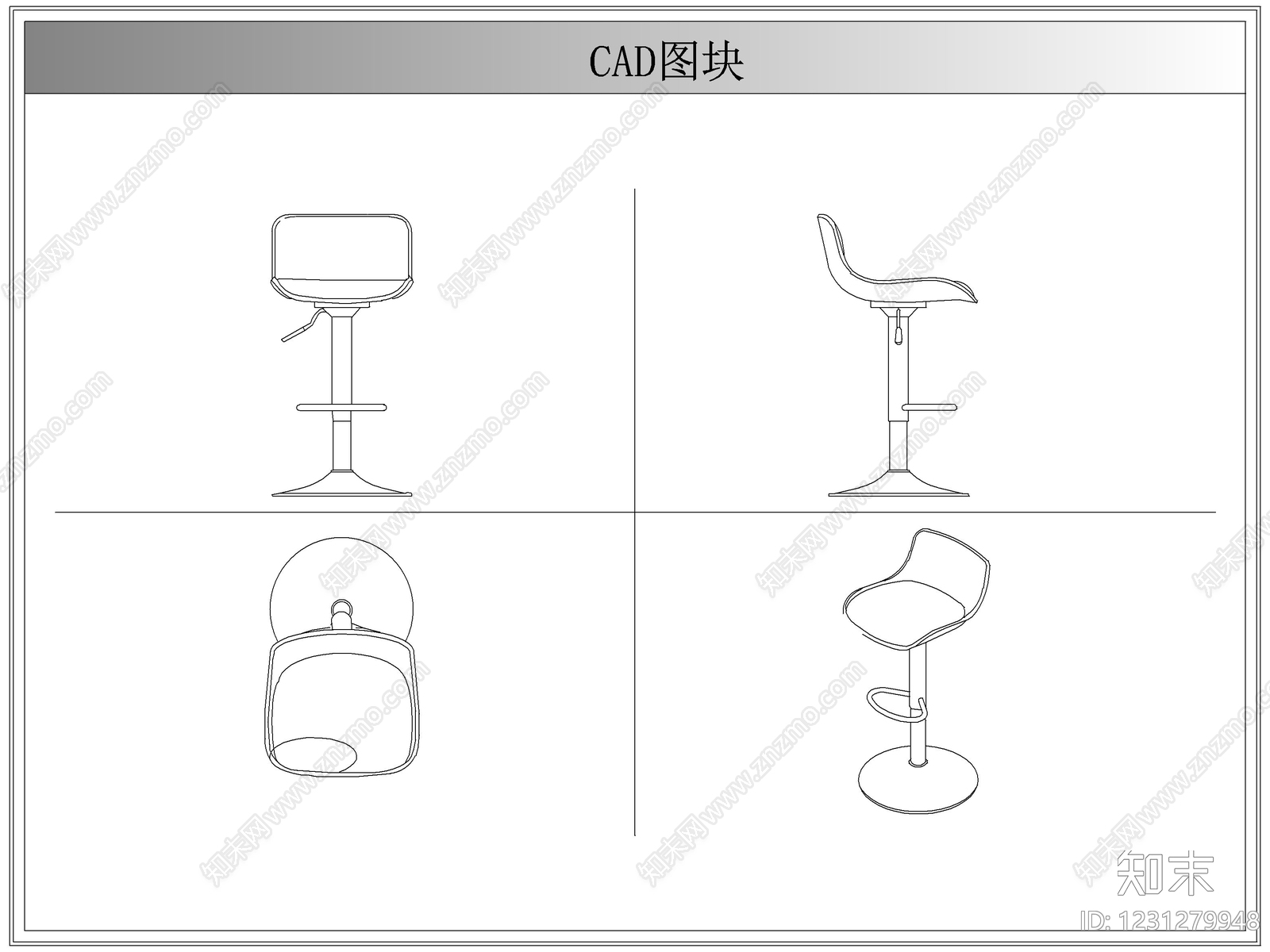椅子cad施工图下载【ID:1231279948】