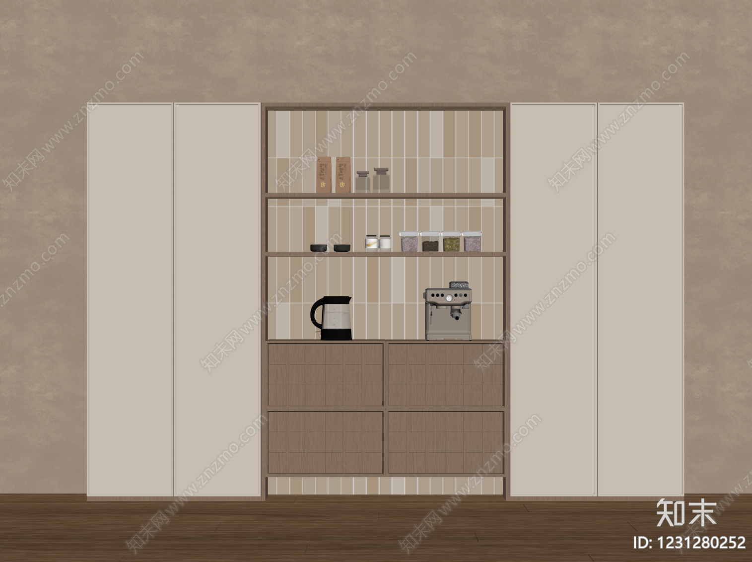 原木风餐边柜SU模型下载【ID:1231280252】