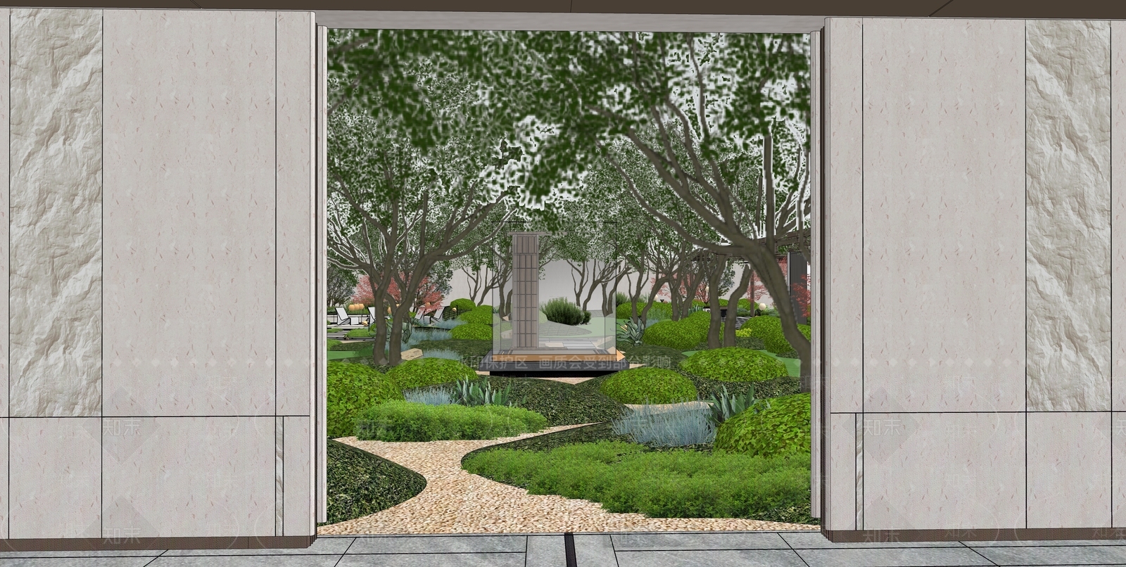 新中式景观小区景观SU模型下载【ID:1231281910】