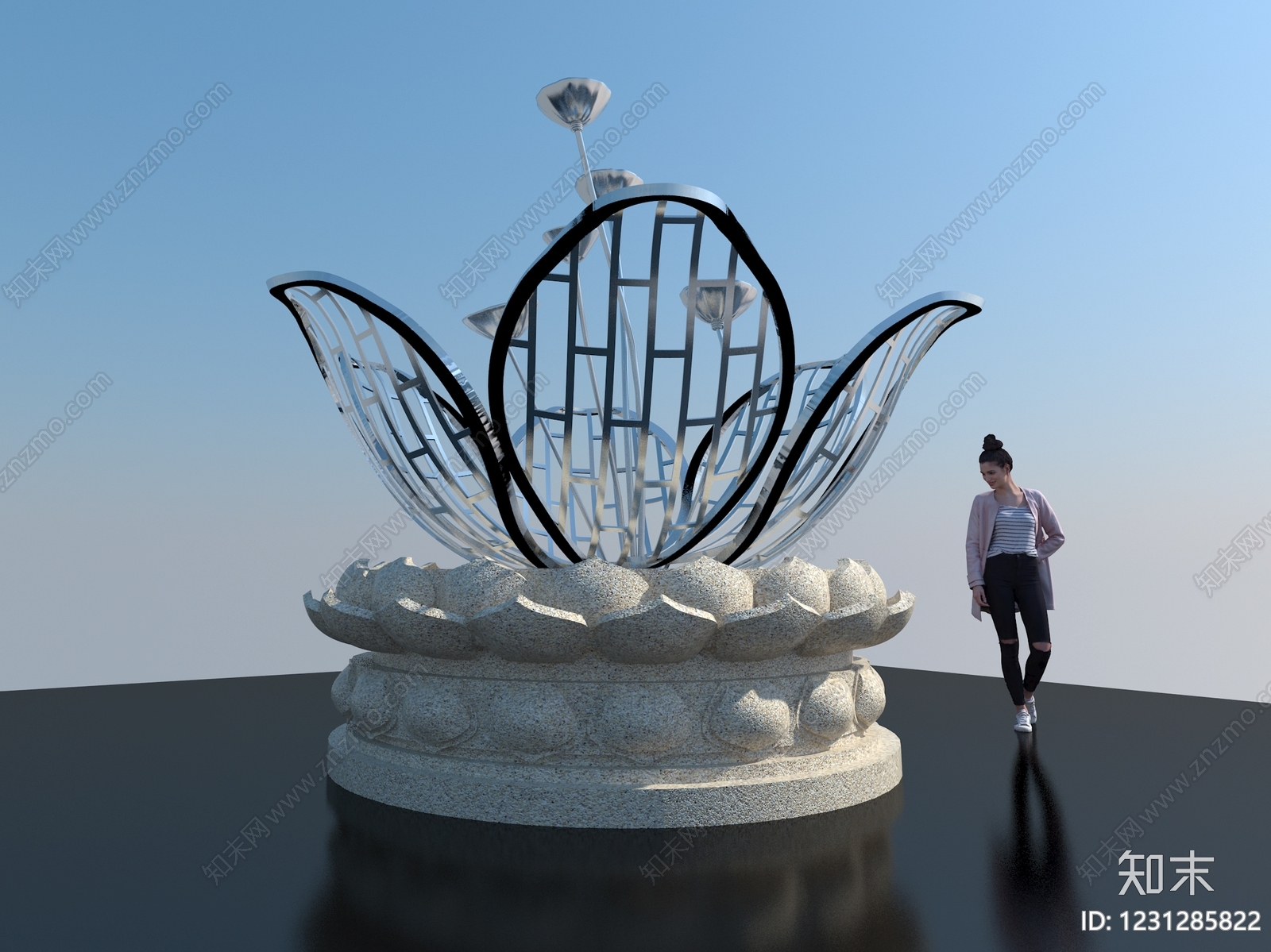 新中式景观雕塑3D模型下载【ID:1231285822】