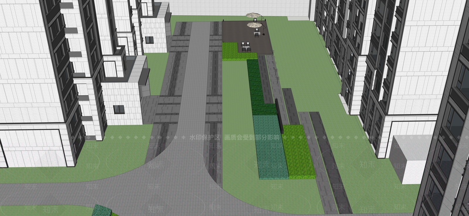现代主义小区景观SU模型下载【ID:1231290513】