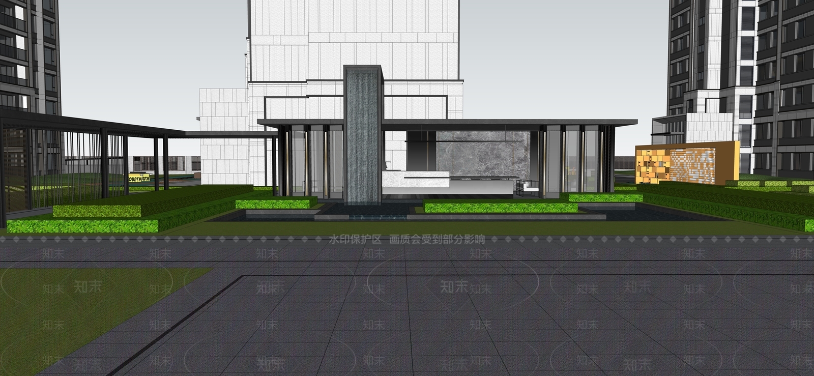 新中式景观住宅区景观SU模型下载【ID:1231291114】