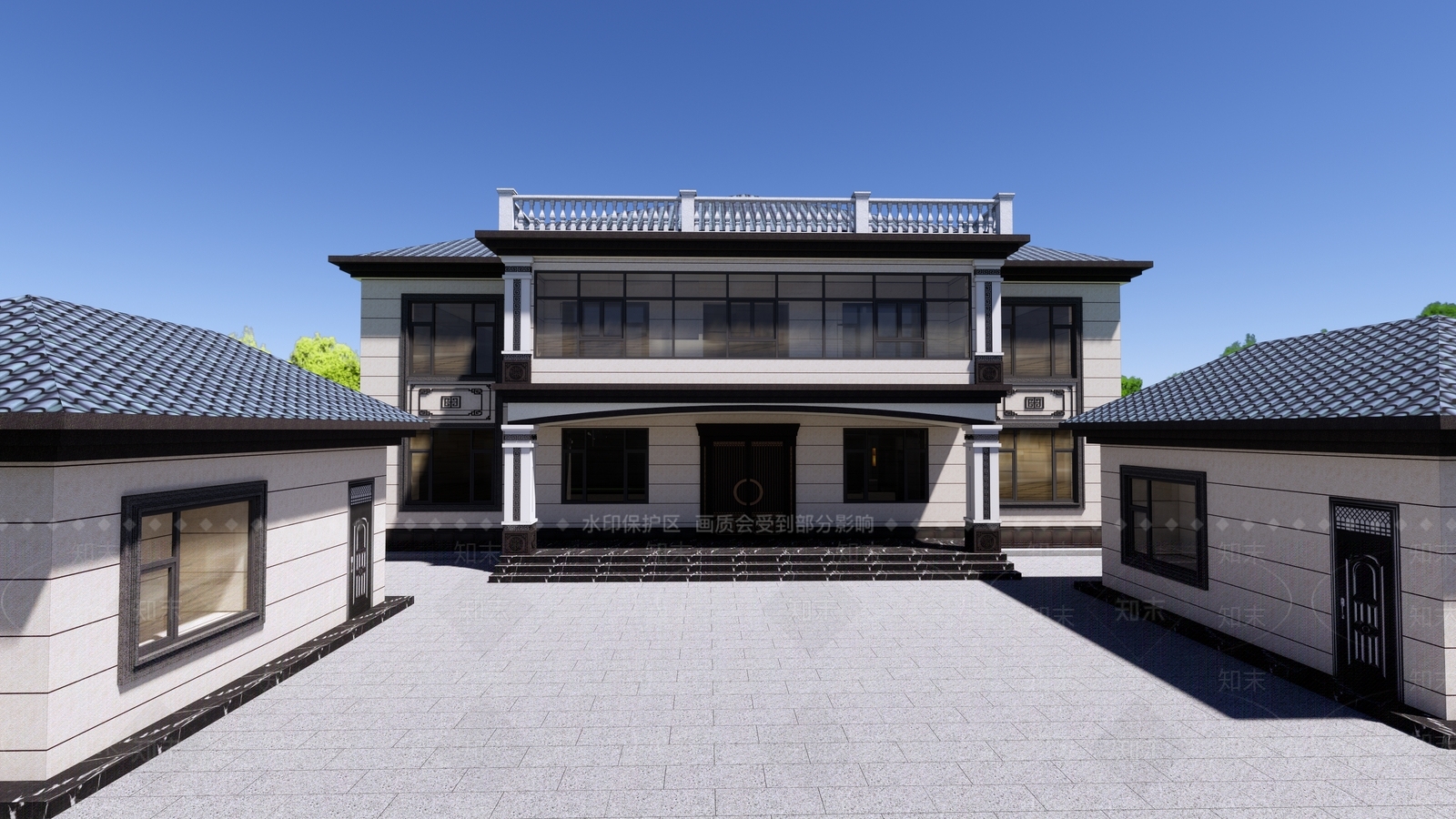 新中式乡村民房SU模型下载【ID:1231291600】
