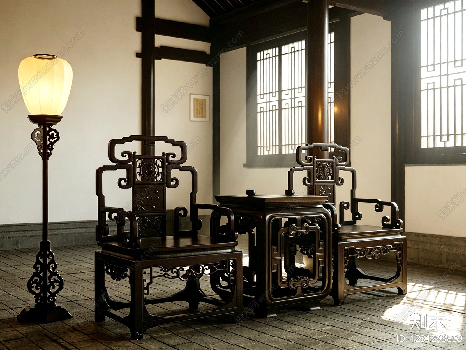 中式休闲桌椅3D模型下载【ID:1231293809】