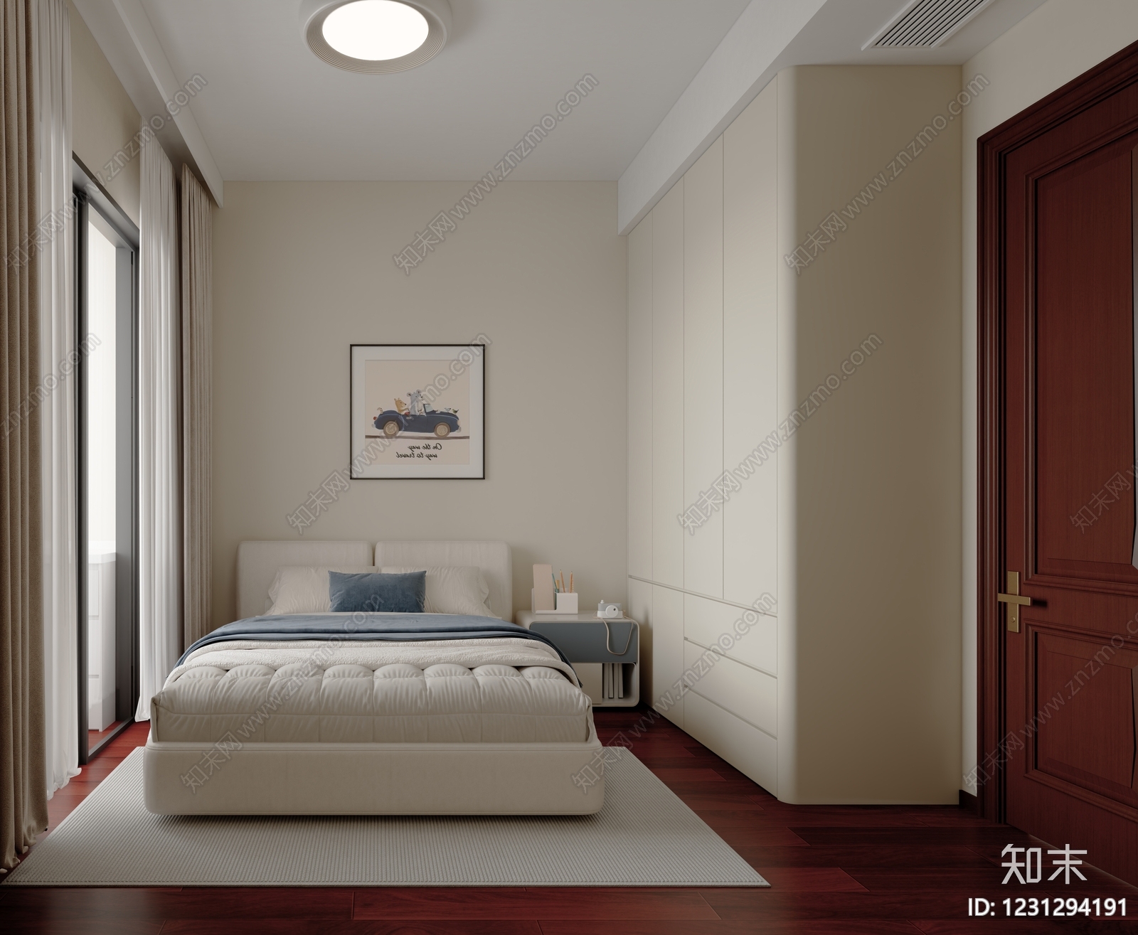 新中式家居卧室3D模型下载【ID:1231294191】