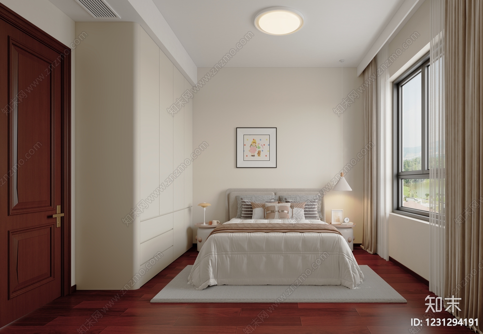 新中式家居卧室3D模型下载【ID:1231294191】