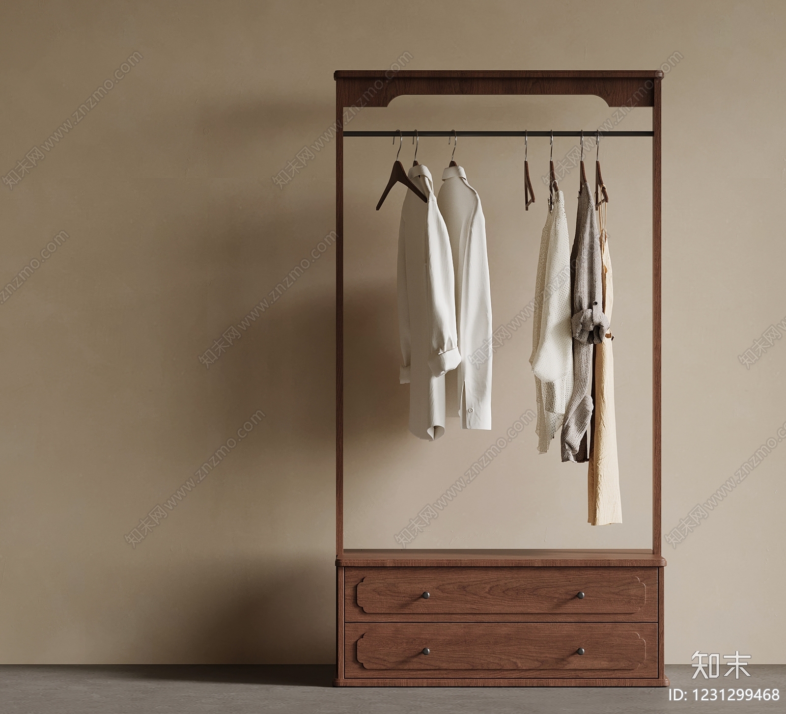 新中式衣架3D模型下载【ID:1231299468】