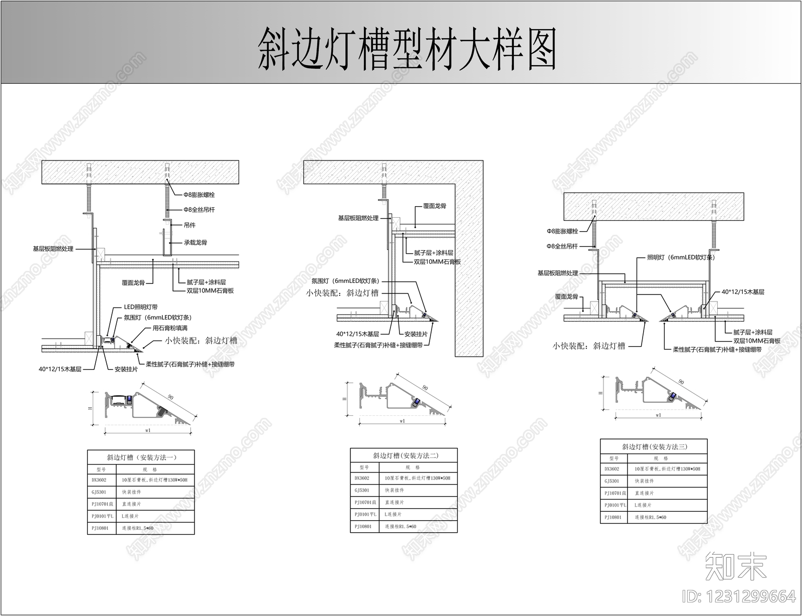 石膏板吊顶cad施工图下载【ID:1231299664】