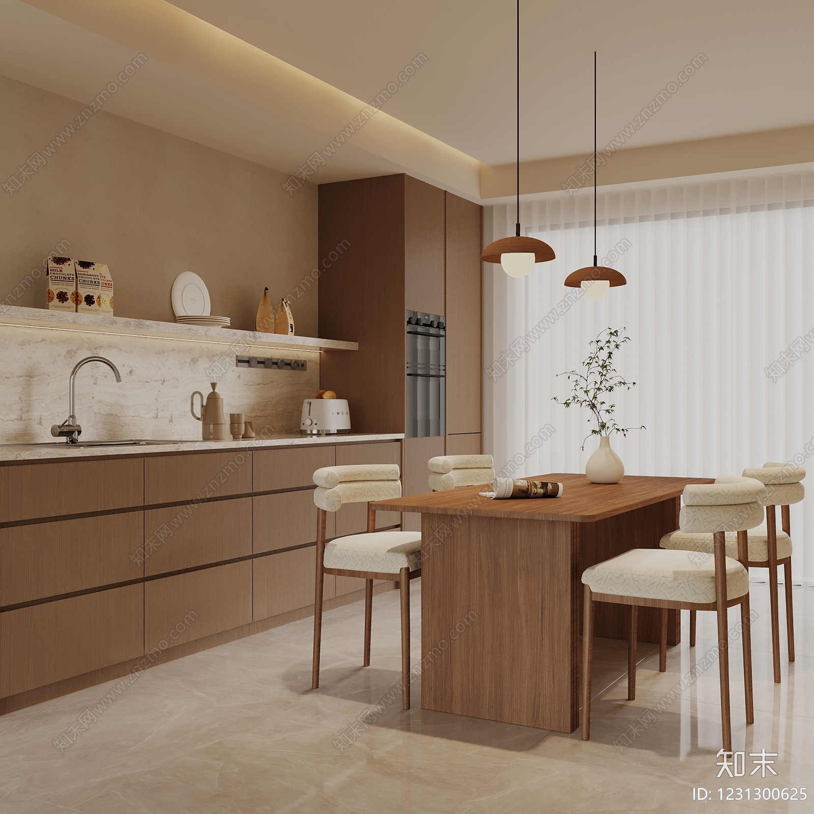 中古风家居餐厅3D模型下载【ID:1231300625】