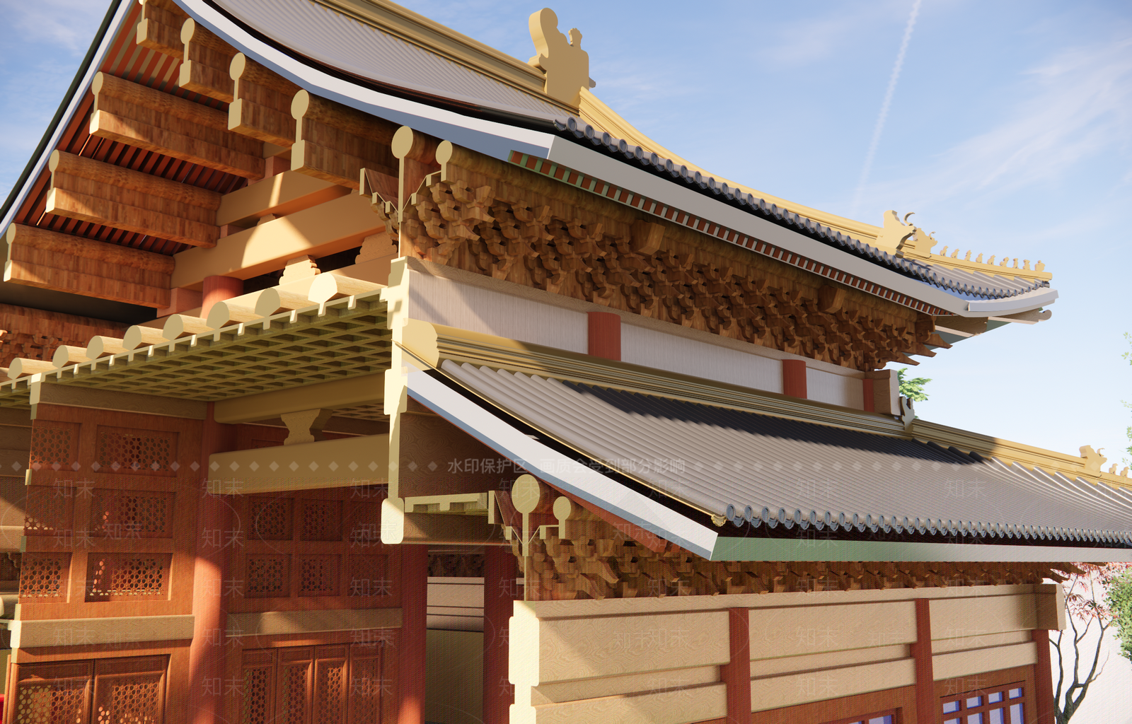 中式古建古建筑SU模型下载【ID:1231302267】