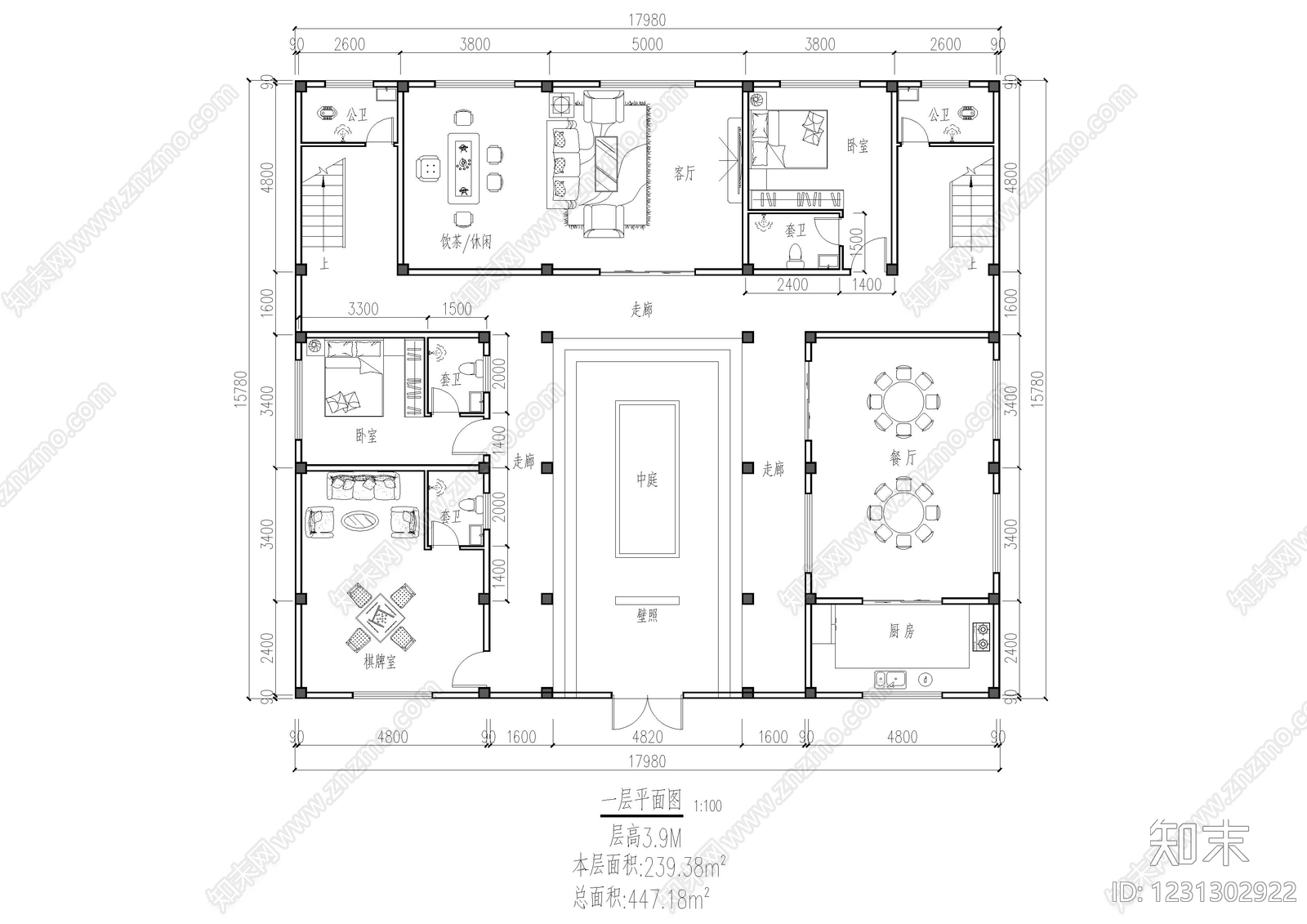 四合院cad施工图下载【ID:1231302922】