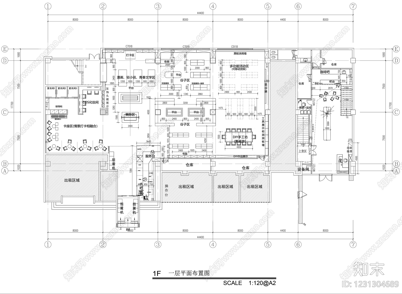 图书馆cad施工图下载【ID:1231304689】