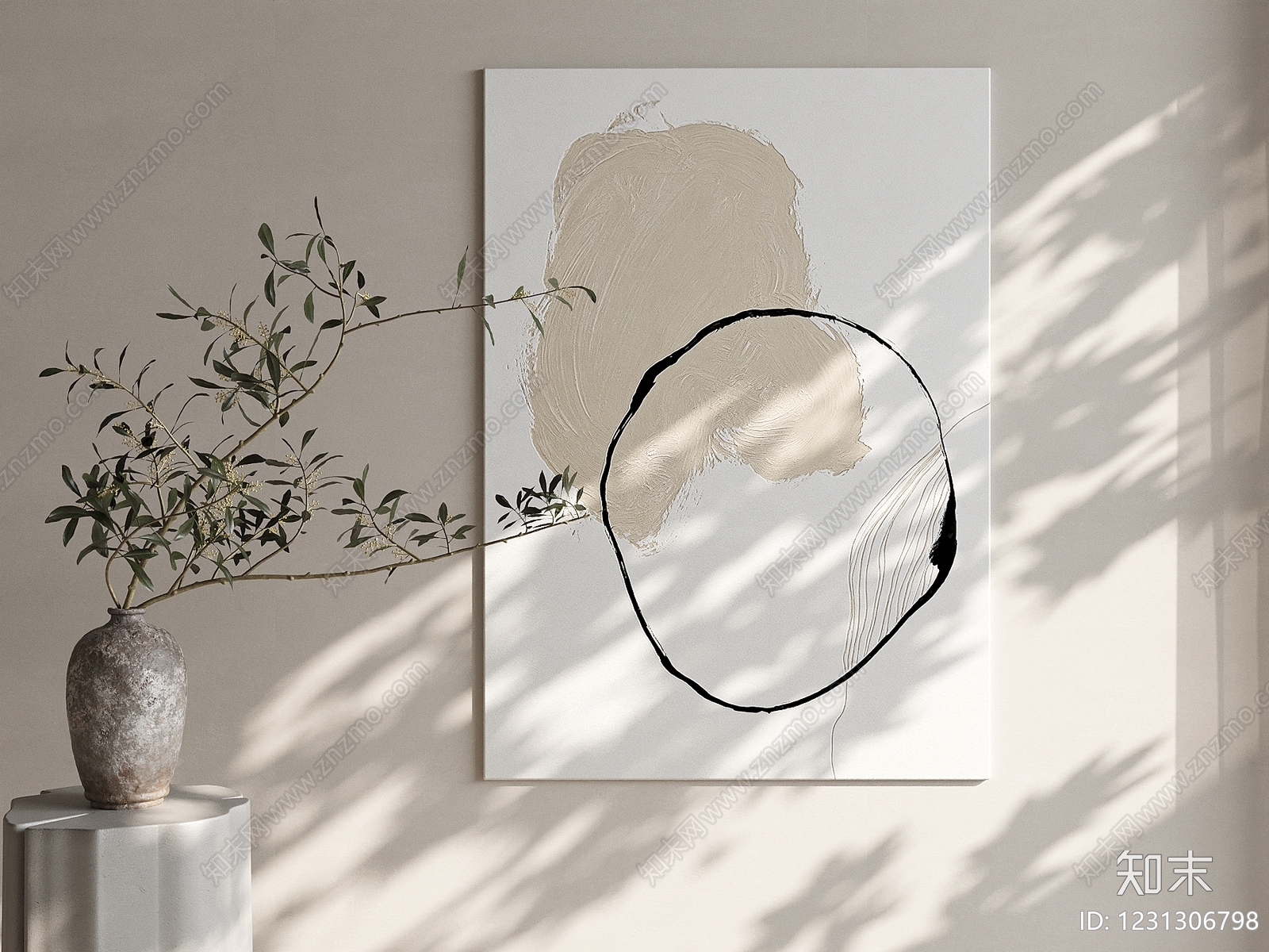 侘寂抽象挂画3D模型下载【ID:1231306798】