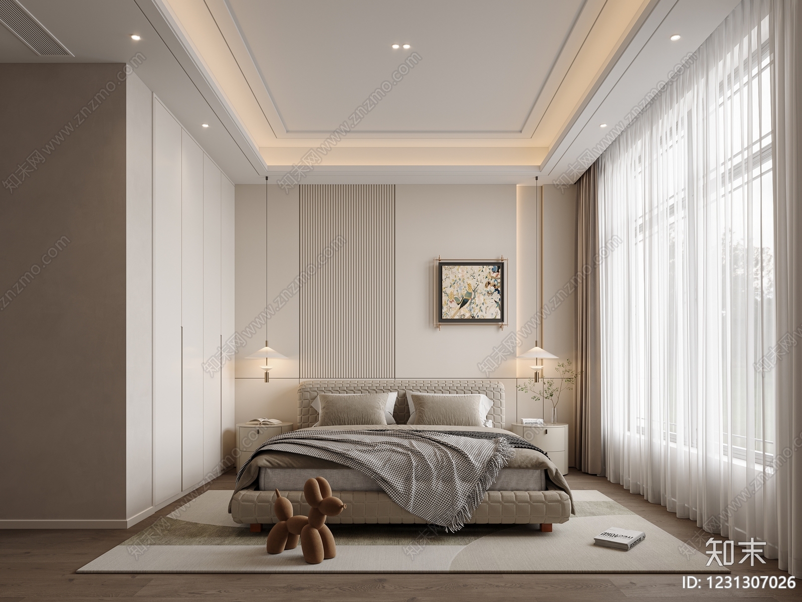 现代简约主卧3D模型下载【ID:1231307026】