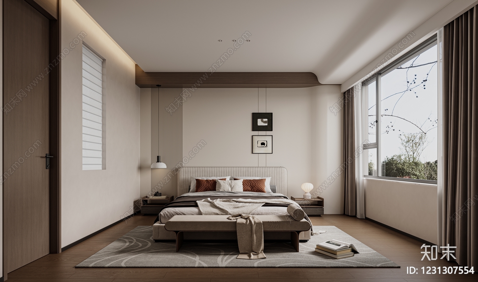 现代简约主卧3D模型下载【ID:1231307554】