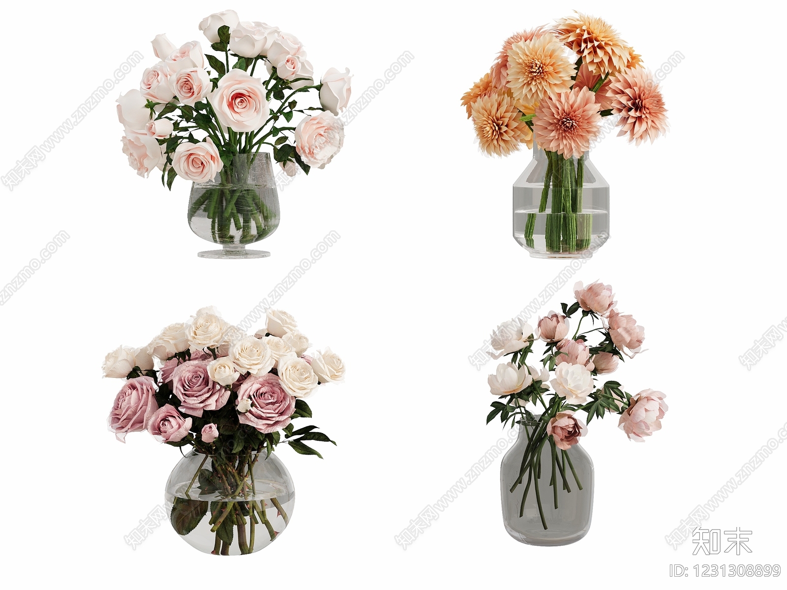 现代简约花艺3D模型下载【ID:1231308899】