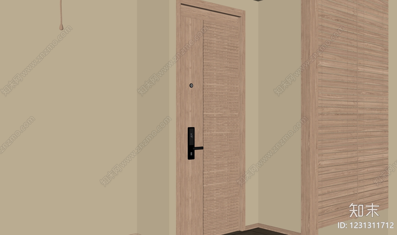 原木风单开门SU模型下载【ID:1231311712】