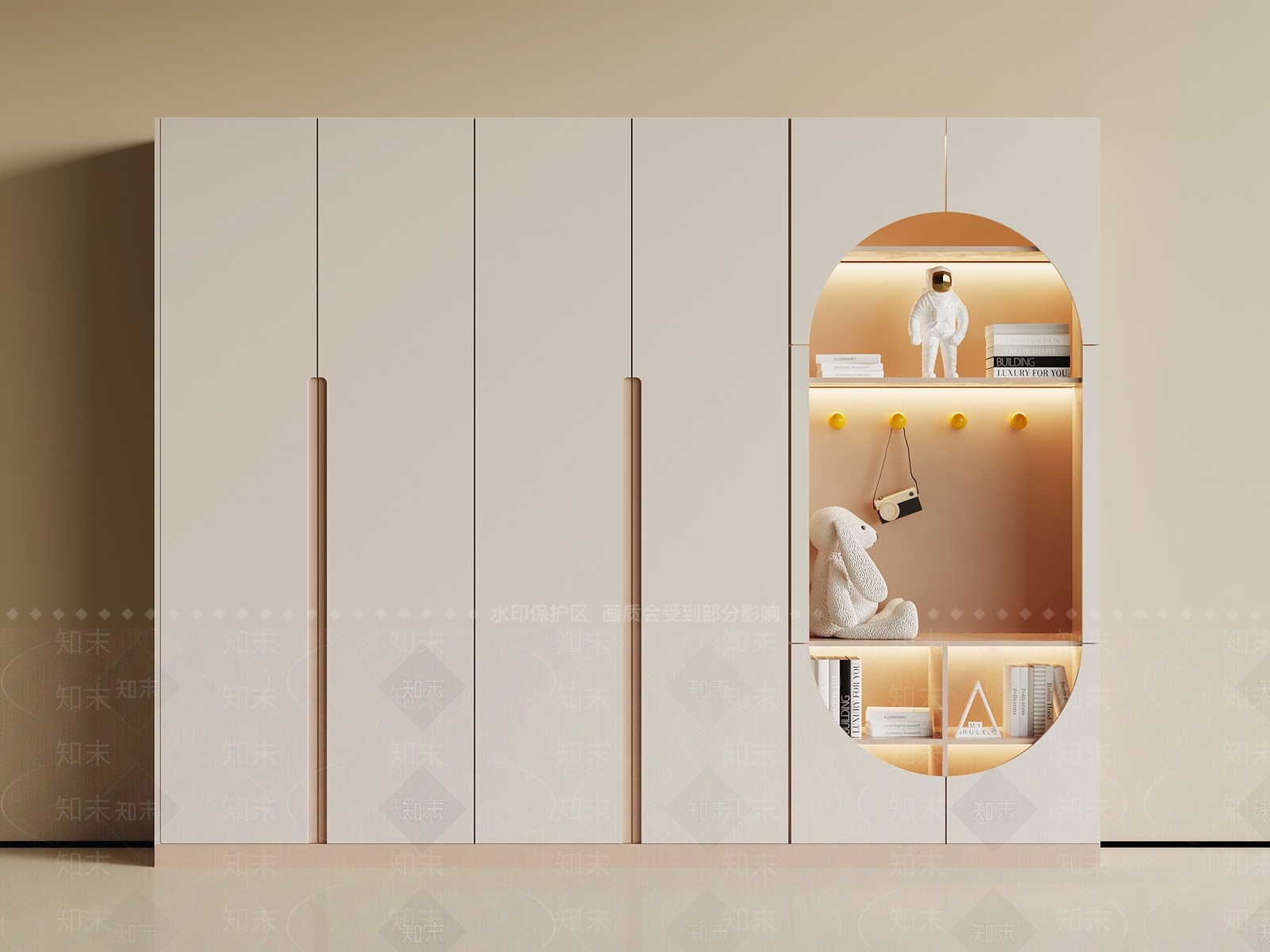 奶油风衣柜3D模型下载【ID:1231312077】