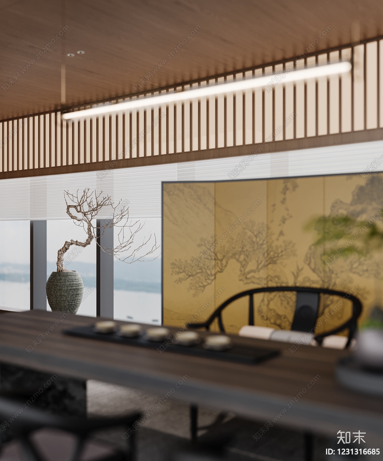 新中式茶馆3D模型下载【ID:1231316685】