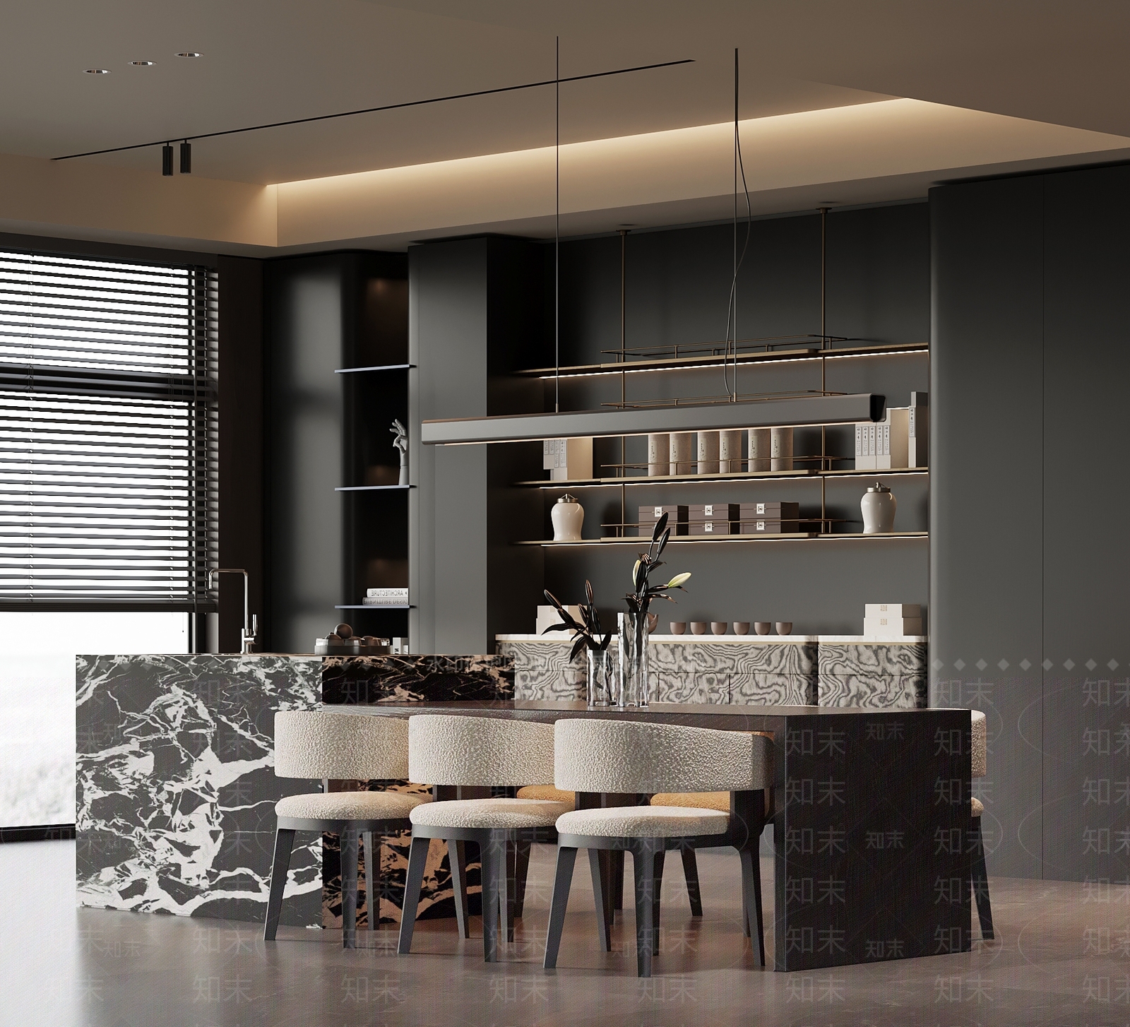 意式极简家居餐厅3D模型下载【ID:1231316788】