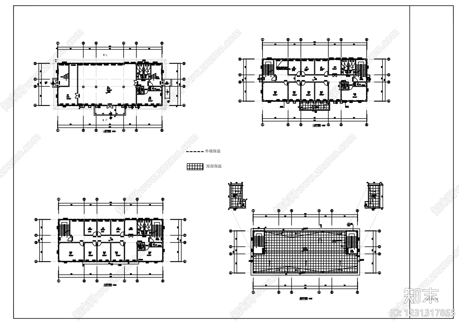办公楼建筑cad施工图下载【ID:1231317865】