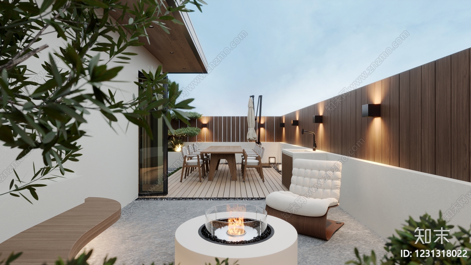 现代简约庭院3D模型下载【ID:1231318022】