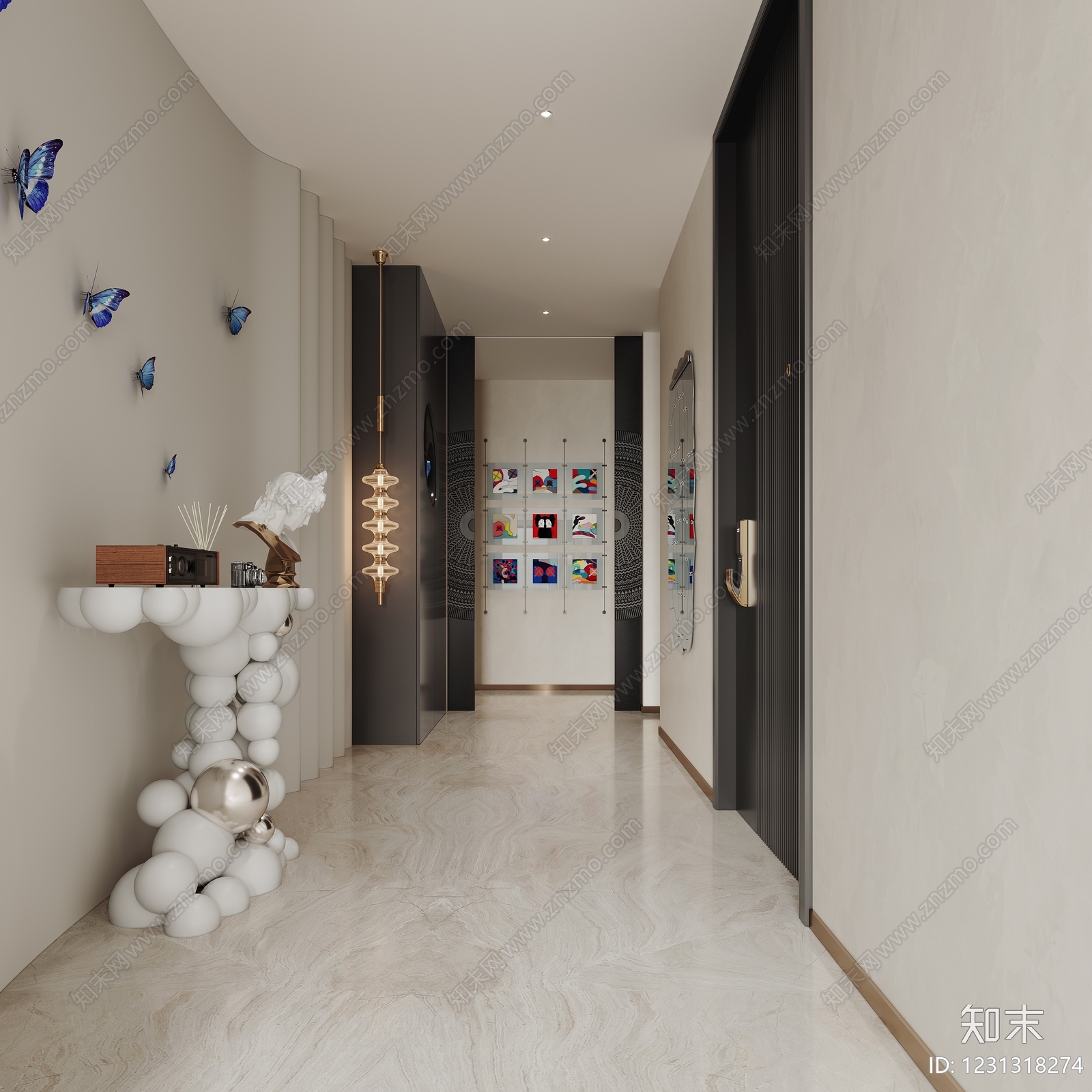 轻奢玄关3D模型下载【ID:1231318274】