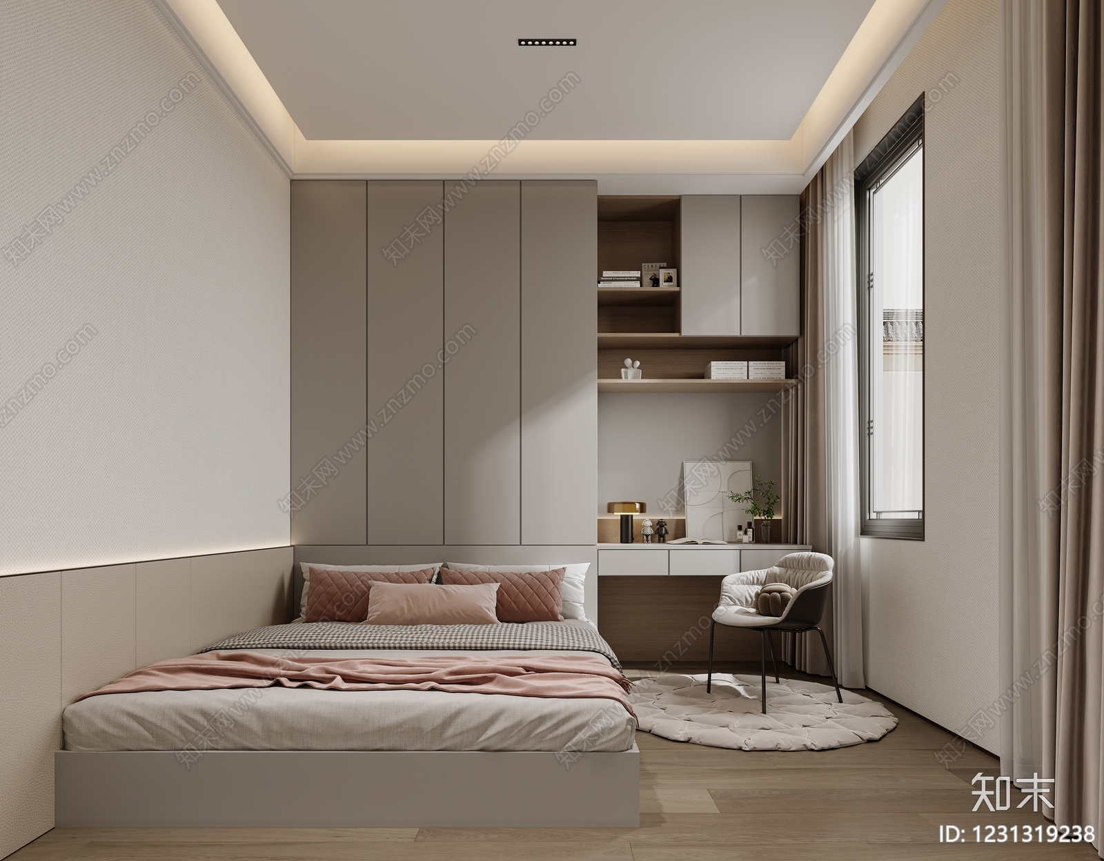 现代简约家居卧室3D模型下载【ID:1231319238】