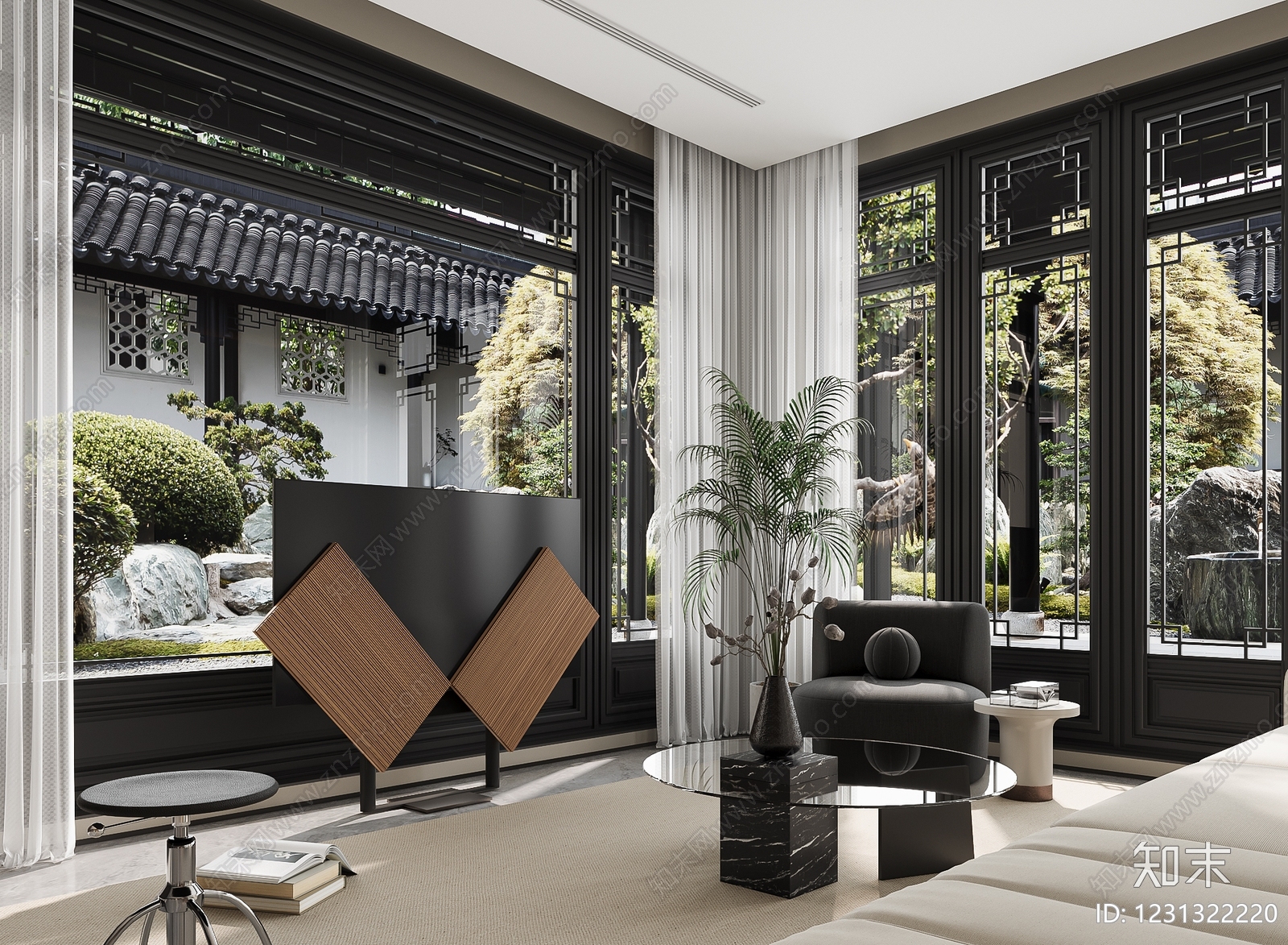 新中式宋式客厅3D模型下载【ID:1231322220】