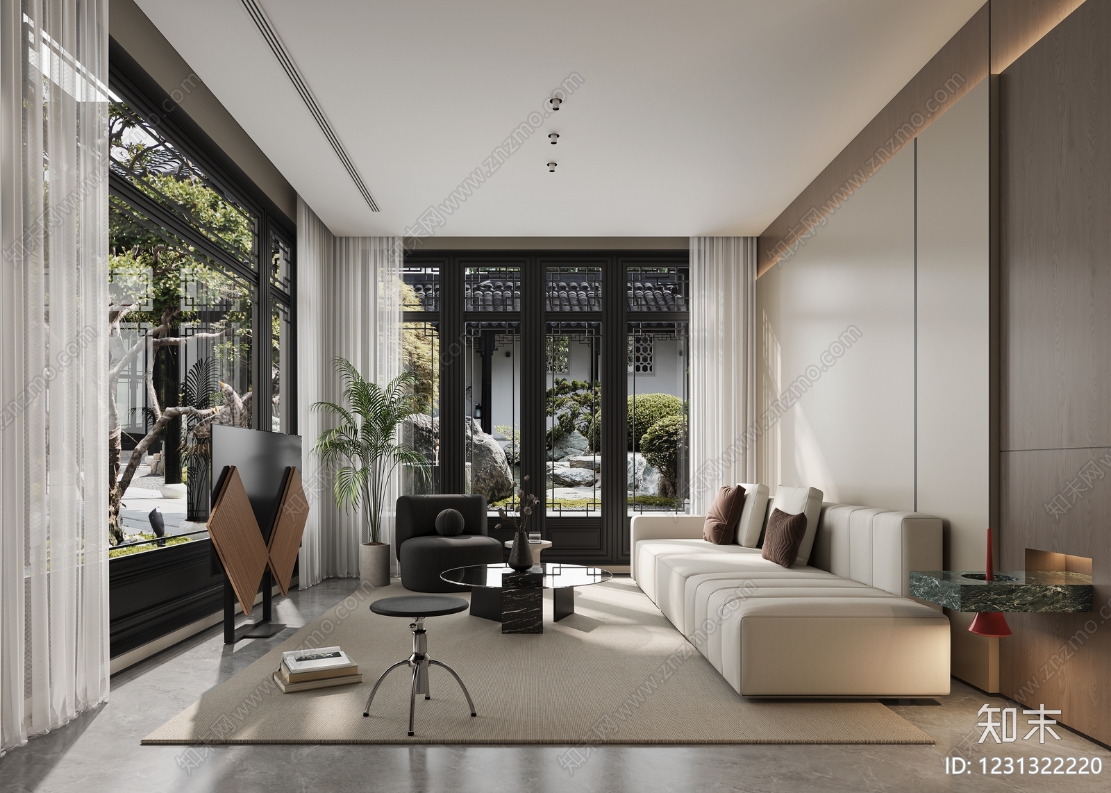 新中式宋式客厅3D模型下载【ID:1231322220】