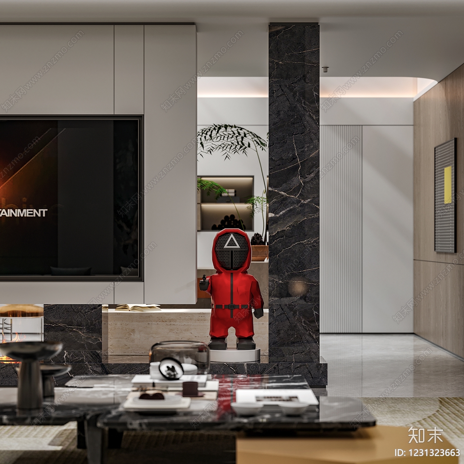 意式极简别墅客厅3D模型下载【ID:1231323663】