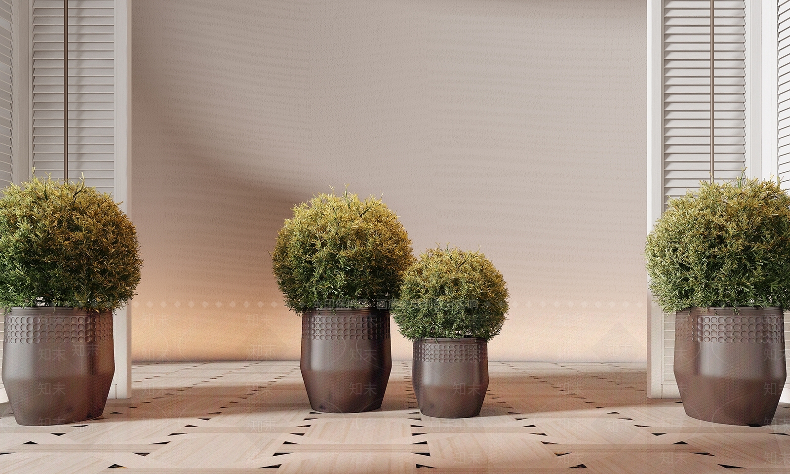 奶油风植物堆3D模型下载【ID:1231324419】